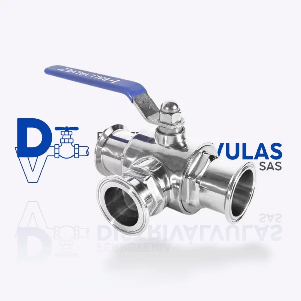 VÁLVULA DE BOLA 3 VIAS INOX CLAMP